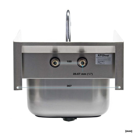 Edelstahl Waschbecken mit Innenbecken, 3 - seitigem Spritzschutz für Gastronomie Küche Werkstatt, Komplettset mit Armatur und Anschlüsse - B&B Shop - 2000 Stockerau