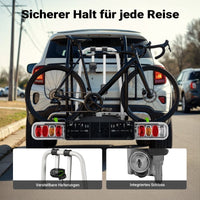 Fahrrad Heckträger für 2 Fahrräder, Heckklappenträger bis 60 kg, Fahrradträger Anhängerkupplung klappbar, Fahrrad Träger mit Diebstahlschutz - B&B Shop - 2000 Stockerau