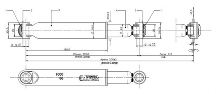 Achsstoßdämpfer, - 1800 kg, vgl. KNOTT, Typ 40332, 220 mm lang, - B&B Shop - 2000 Stockerau