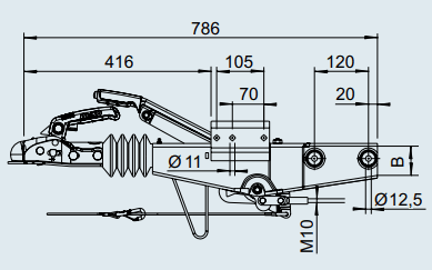 Auflaufeinrichtung mit Vierkantanschluss 70mm, 90S/3, 700 - 1000kg, Pongratz z.b EPA 206G und MPA 205G - B&B Shop - 2000 Stockerau
