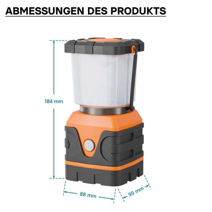 Batteriebetriebene LED - Campinglampe mit 4 Leuchtmodi – Dimmbares Outdoor - Campinglicht als Campinglaterne & Zeltlampe, 1000Lumen - B&B Shop - 2000 Stockerau
