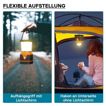 Batteriebetriebene LED - Campinglampe mit 4 Leuchtmodi – Dimmbares Outdoor - Campinglicht als Campinglaterne & Zeltlampe, 1000Lumen - B&B Shop - 2000 Stockerau