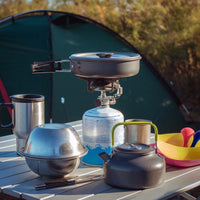 Camping Geschirr Set 12 tlg. Kochgeschirr für Outdoor Kochausrüstung mit Wasserkocher - B&B Shop - 2000 Stockerau