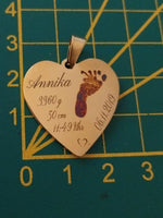 Edelstahl Geburtsanhänger Fußabdruck Personalisierbar, Handgemacht, Geschenks box, Gravur - B&B Shop - 2000 Stockerau