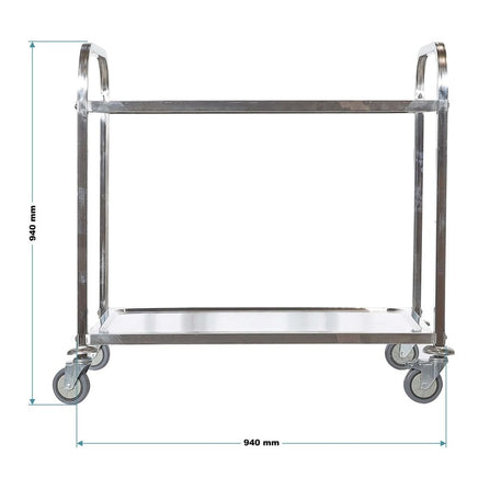 Edelstahl massiv, Werkstattwagen, Werkbank, Leichtlaufräder mit Bremsen, 2 Etagen bis 150kg - B&B Shop - 2000 Stockerau