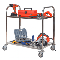 Edelstahl massiv, Werkstattwagen, Werkbank, Leichtlaufräder mit Bremsen, 2 Etagen bis 150kg - B&B Shop - 2000 Stockerau