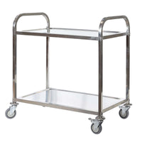 Edelstahl massiv, Werkstattwagen, Werkbank, Leichtlaufräder mit Bremsen, 2 Etagen bis 150kg - B&B Shop - 2000 Stockerau