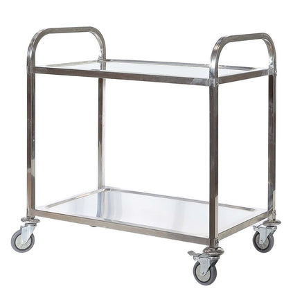 Edelstahl massiv, Werkstattwagen, Werkbank, Leichtlaufräder mit Bremsen, 2 Etagen bis 150kg - B&B Shop - 2000 Stockerau