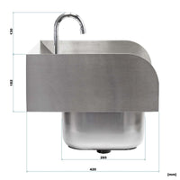 Edelstahl Waschbecken mit Innenbecken, 3 - seitigem Spritzschutz für Gastronomie Küche Werkstatt, Komplettset mit Armatur und Anschlüsse - B&B Shop - 2000 Stockerau