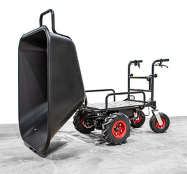 Elektrische Schubkarre mit Rückwärtsgang, 2 - in - 1 - Lösung, 160L Mulde, 350W starker Elektromotor, 250kg Tragkraft, kippbar - B&B Shop - 2000 Stockerau