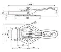 Exzenterverschluss, 90 x 220 x 39 mm Bordwandschanier, Verschluss - B&B Shop - 2000 Stockerau