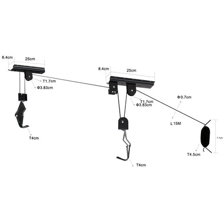 Fahrrad - Deckenlift Fahrradhalter für Garage Werkstatt, bis 20kg, 4 m Deckenhöhe, Seilzug - B&B Shop - 2000 Stockerau