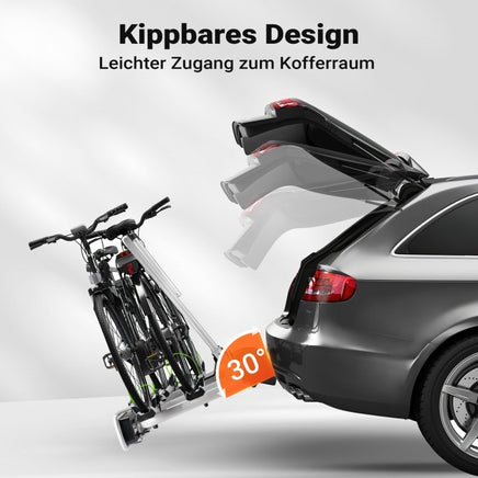 Fahrrad Heckträger für 2 Fahrräder, Heckklappenträger bis 60 kg, Fahrradträger Anhängerkupplung klappbar, Fahrrad Träger mit Diebstahlschutz - B&B Shop - 2000 Stockerau
