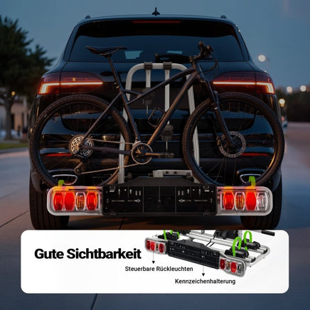 Fahrrad Heckträger für 2 Fahrräder, Heckklappenträger bis 60 kg, Fahrradträger Anhängerkupplung klappbar, Fahrrad Träger mit Diebstahlschutz - B&B Shop - 2000 Stockerau