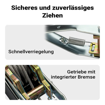 Handseilzug mit 1,8m Drahtseil, Flaschenzug, 2 Haken, Sicherheitslasthaken, 1000kg - 4000kg - B&B Shop - 2000 Stockerau