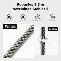 Handseilzug mit 1,8m Drahtseil, Flaschenzug, 2 Haken, Sicherheitslasthaken, 1000kg - 4000kg - B&B Shop - 2000 Stockerau