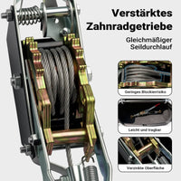Handseilzug mit 1,8m Drahtseil, Flaschenzug, 2 Haken, Sicherheitslasthaken, 1000kg - 4000kg - B&B Shop - 2000 Stockerau