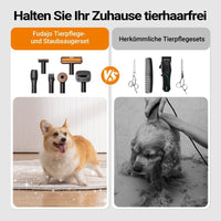 Haustier Pflegeset, 6 in 1 Multifunktion Schermaschine, mit Staubsauger, für glänzendes Fell, 12teilig, - B&B Shop - 2000 Stockerau