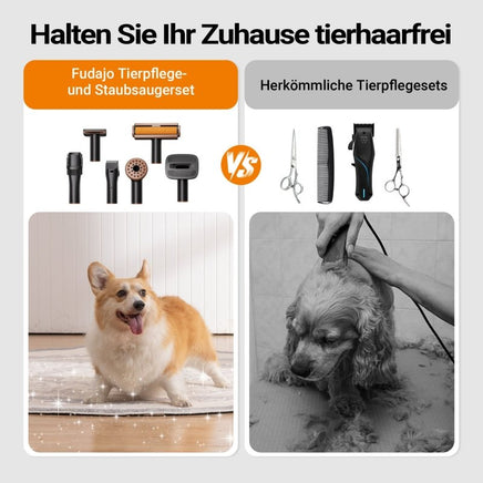 Haustier Pflegeset, 6 in 1 Multifunktion Schermaschine, mit Staubsauger, für glänzendes Fell, 12teilig, - B&B Shop - 2000 Stockerau