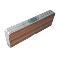Koffertisch mit 2 Bänken Holzdesign Aluminium 90x66x70 cm Campingtisch klappbar Sitzgruppe Campingmöbel Outdoor - B&B Shop - 2000 Stockerau