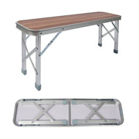 Koffertisch mit 2 Bänken Holzdesign Aluminium 90x66x70 cm Campingtisch klappbar Sitzgruppe Campingmöbel Outdoor - B&B Shop - 2000 Stockerau
