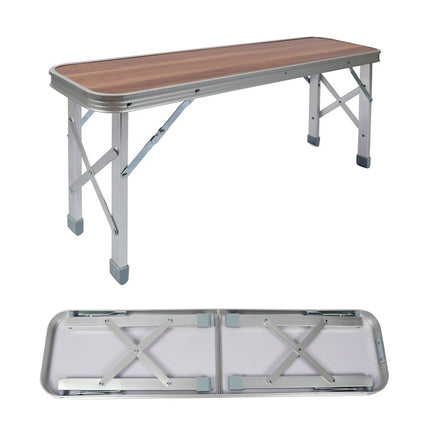 Koffertisch mit 2 Bänken Holzdesign Aluminium 90x66x70 cm Campingtisch klappbar Sitzgruppe Campingmöbel Outdoor - B&B Shop - 2000 Stockerau
