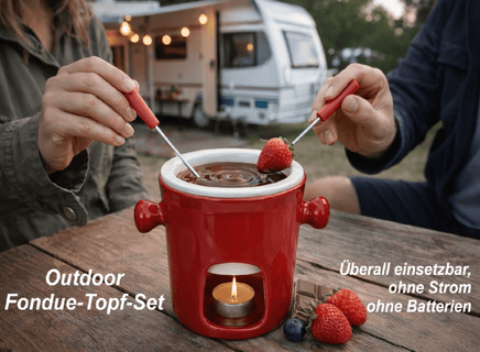 Outdoor Fondue - Topf - Set – Perfekt für Camping, Picknick & Wohnwagen, stromlos & autark - B&B Shop - 2000 Stockerau