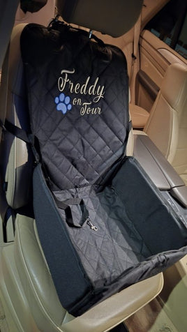 Personalisierter Hundeautositz mit Wunschnamen bestickt, Wasserdicht, rutschfest & Kratzfest für Kleine bis Mittelgroße Hunde - B&B Shop - 2000 Stockerau