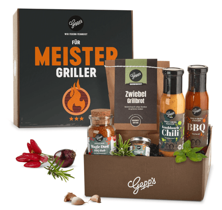 Präsentkorb Grillmeister by Gepps, Premium Feinkost, Geschenkbox, Kulinarisches Mitbringsel zum BBQ - B&B Shop - 2000 Stockerau