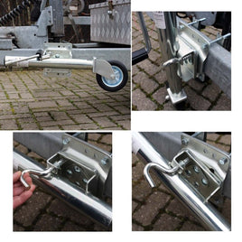 Schwerlast Stützrad bis 540 kg, SCHWENKBAR, Komplettset, (Kein Bohren nötig) Bugrad mit Halterung mit Kurbel, Seitlich montierbar - B&B Shop - 2000 Stockerau