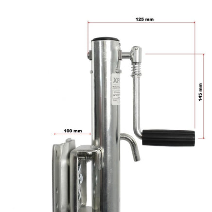 Schwerlast Stützrad bis 540 kg, SCHWENKBAR, Komplettset, (Kein Bohren nötig) Bugrad mit Halterung mit Kurbel, Seitlich montierbar - B&B Shop - 2000 Stockerau