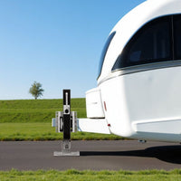 Stützfuß 900 kg Kurbel seitlich mit Schwenkhalterung, höhenverstellbare Anhängerstütze Fußpedal, Wohnwagen, Anhänger, - B&B Shop - 2000 Stockerau