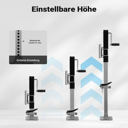 Stützfuß 900 kg Kurbel seitlich mit Schwenkhalterung, höhenverstellbare Anhängerstütze Fußpedal, Wohnwagen, Anhänger, - B&B Shop - 2000 Stockerau