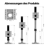 Stützfuß 900 kg Kurbel seitlich mit Schwenkhalterung, höhenverstellbare Anhängerstütze Fußpedal, Wohnwagen, Anhänger, - B&B Shop - 2000 Stockerau