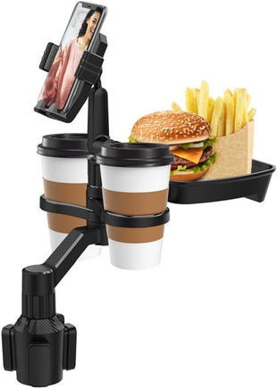 Universal 3 in 1 Getränkehalter Tisch Tablett, 360Grad drehbar, mit Handyhalter, Auto oder Wohnwagen - B&B Shop - 2000 Stockerau