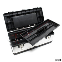 Werkzeugkasten 59x28x25,5 cm aus Edelstahl, Universal Werkzeugkoffer mit Kunststoff - Rahmen, Werkzeugträger und Handgriff, Profi - Werkzeugkiste - B&B Shop - 2000 Stockerau