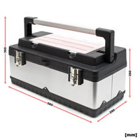 Werkzeugkasten 59x28x25,5 cm aus Edelstahl, Universal Werkzeugkoffer mit Kunststoff - Rahmen, Werkzeugträger und Handgriff, Profi - Werkzeugkiste - B&B Shop - 2000 Stockerau