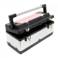 Werkzeugkasten 59x28x25,5 cm aus Edelstahl, Universal Werkzeugkoffer mit Kunststoff - Rahmen, Werkzeugträger und Handgriff, Profi - Werkzeugkiste - B&B Shop - 2000 Stockerau