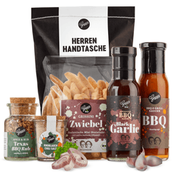 Wundertüte Herrenhandtasche by Gepps, Premium Feinkost, Geschenkbox, Scharfe und würzige Saucen, Gewürze und Senf - B&B Shop - 2000 Stockerau