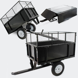 Kippanhänger 166,5 x 77,5 x 106 cm 300 kg, Rasentraktor mit Gitter u. abnehmbaren Seitenwänden, Quad