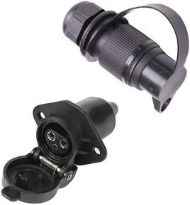 Steckdose 3-polig, 12 bis 24V, Kunststoff, mit oder ohne Stecker