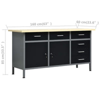 Arbeitstisch Schwarz 160 X 60 X 85 Cm Stahl-B&B Shop - 2000 Stockerau