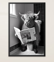 Bison sitzt auf der Toilette und liest eine Zeitung, Poster für Bad oder Toilette, (inkl. Versand)-B&B Shop - 2000 Stockerau