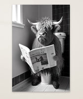 Bison sitzt auf der Toilette und liest eine Zeitung, Poster für Bad oder Toilette, (inkl. Versand)-B&B Shop - 2000 Stockerau