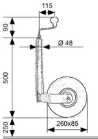 Doppelstützrad Ø 48 mm, Stützl. 150kg, Metallfelge, Stützrad 2fach bereift-B&B Shop - 2000 Stockerau