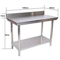 Edelstahl Tisch Arbeitstisch Edelstahltisch Aufkantung 120x60x85 cm, Werkstatt-Tisch-B&B Shop - 2000 Stockerau