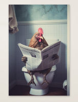 Huhn sitzt auf der Toilette und liest eine Zeitung, Poster für Bad oder Toilette, (inkl. Versand)-B&B Shop - 2000 Stockerau