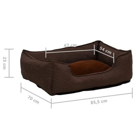 Hundebett Braun 85,5X70X23 Cm Fleece Leinenoptik 85.5 x 70 x 23 cm-B&B Shop - 2000 Stockerau