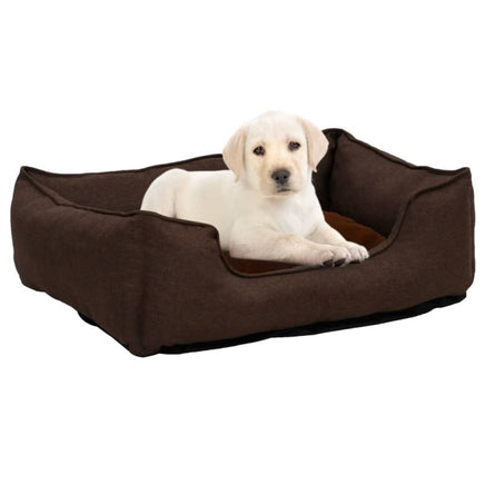 Hundebett Braun 85,5X70X23 Cm Fleece Leinenoptik 85.5 x 70 x 23 cm-B&B Shop - 2000 Stockerau