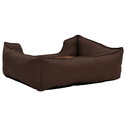 Hundebett Braun 85,5X70X23 Cm Fleece Leinenoptik 85.5 x 70 x 23 cm-B&B Shop - 2000 Stockerau